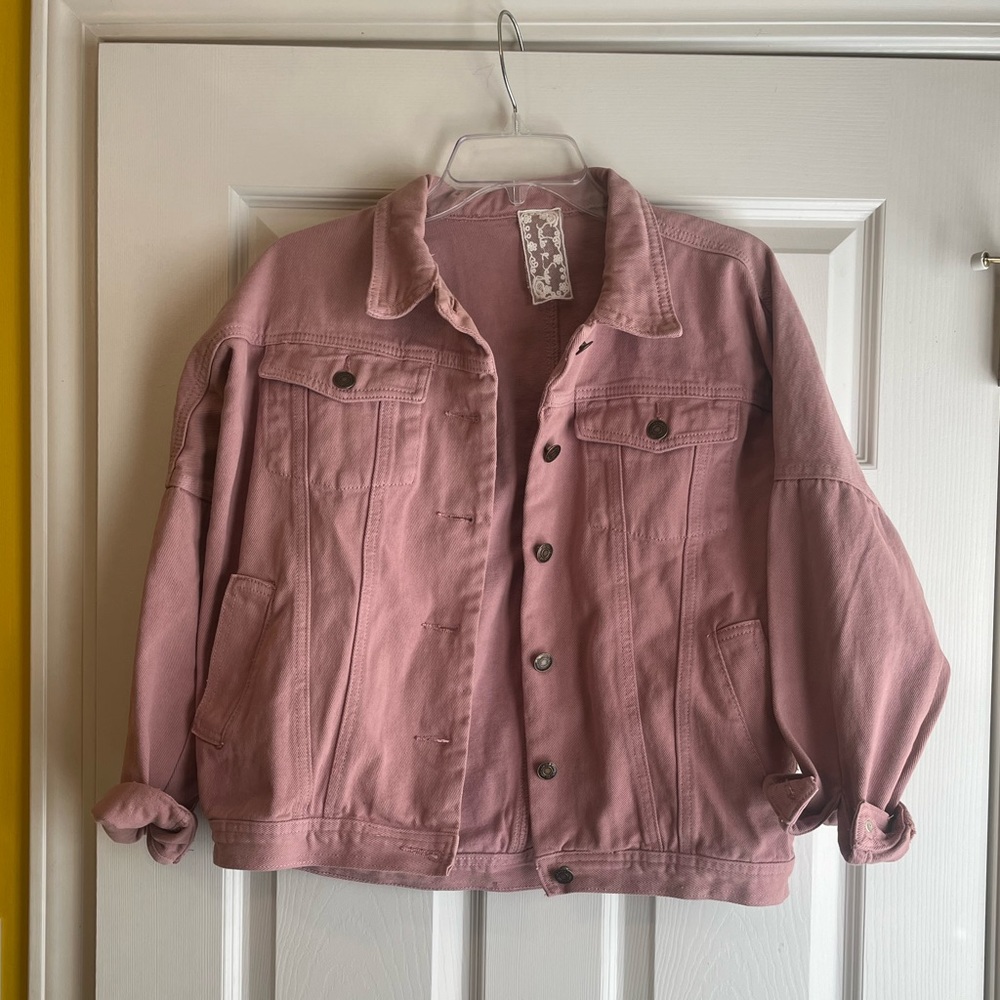 Pink denim jacket